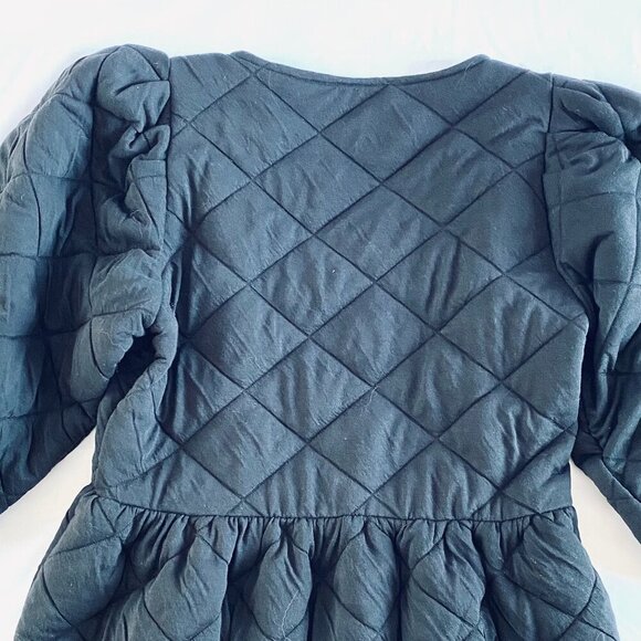 Vero Moda quilted puff sleeve mini dress Womens Medium black square neck boho - Picture 8 of 11